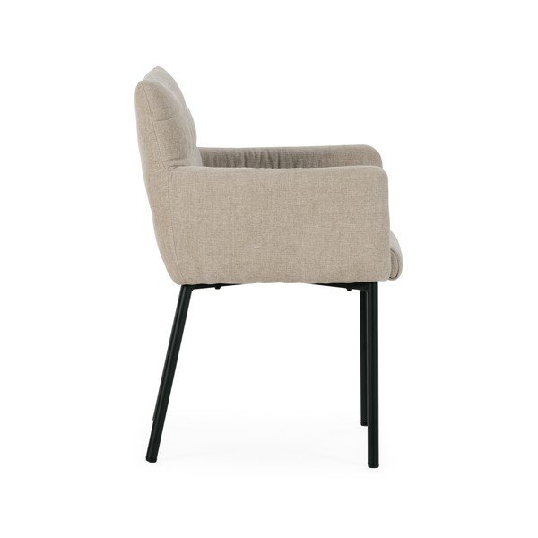 Sedia da pranzo beige imbottito con braccioli Naomi – MOME-image-3