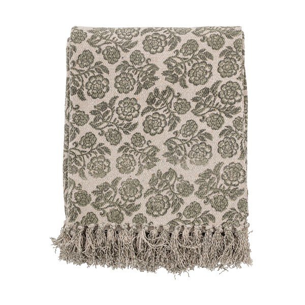 Šedo-zelený vánoční pléd s podílem bavlny Bloomingville Ritchi, 150 x 120 cm-image-1