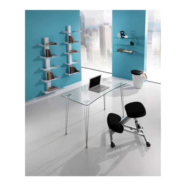 Tavolo da lavoro con piano in vetro , 60 x 120 cm - Tomasucci-image-2