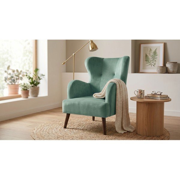 Poltrona in velluto color menta Noemye - Bonami Essentials-image-1