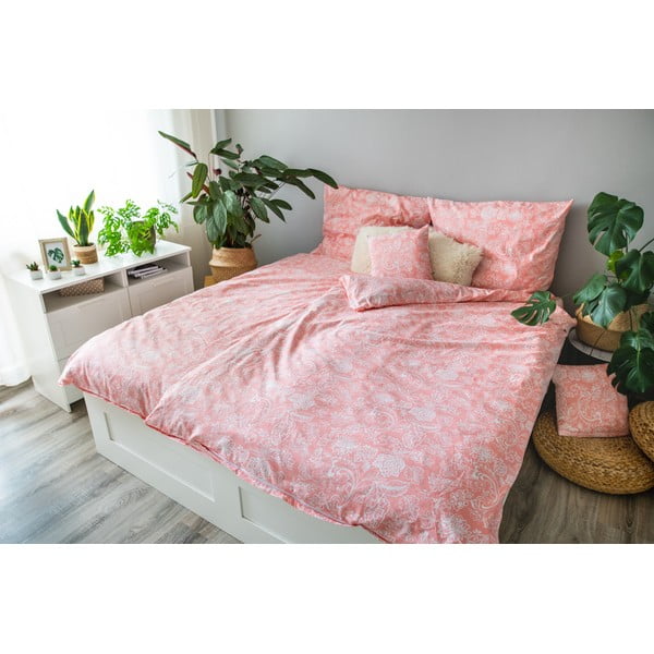 Biancheria da letto in cotone rosa per letto singolo 140x200 cm LP Dita Pink Blossom - Cotton House