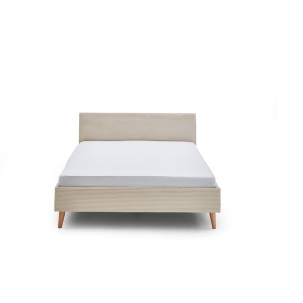 Letto matrimoniale imbottito beige rete non inclusa 140x200 cm Wicki – Meise Möbel-image-2