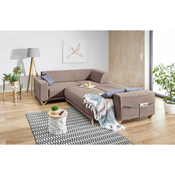 Divano angolare marrone allungabile e con contenitore (con penisola a sinistra/a L) Classy Sophie – Miuform-image-4