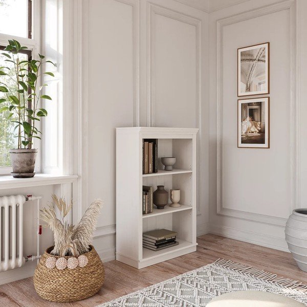 Libreria bianca in pino massiccio 74x118x35 cm Anita – Støraa-image-1