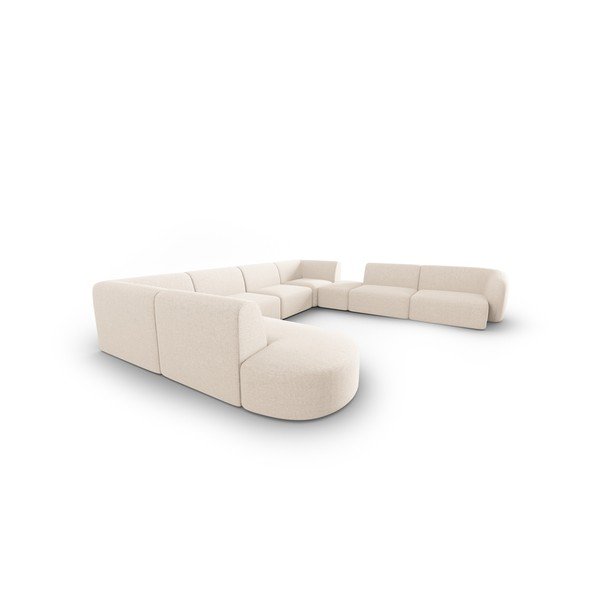 Divano angolare beige (con penisola a destra/a U) con rivestimento in ciniglia Paolo – Milo Casa-image-2