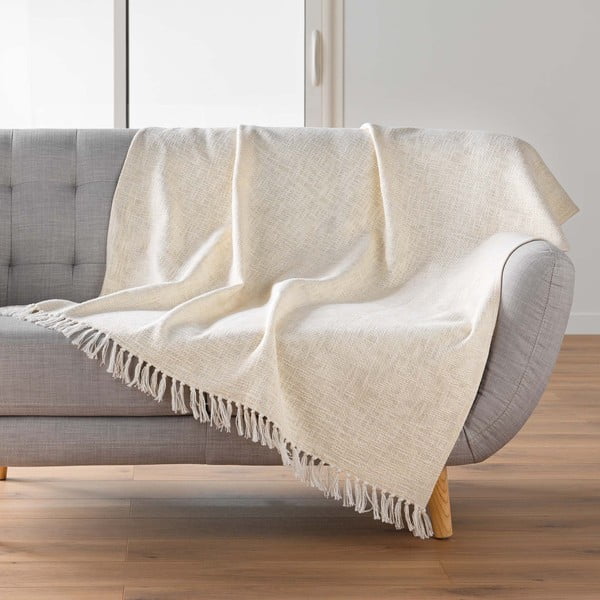 Coperta color crema in misto cotone 125x150 cm Ziggy – douceur d'intérieur-image-1