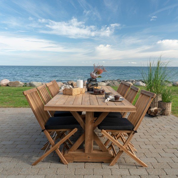 Tavolo da pranzo in legno di teak da giardino 100x240 cm Volos - House Nordic-image-1