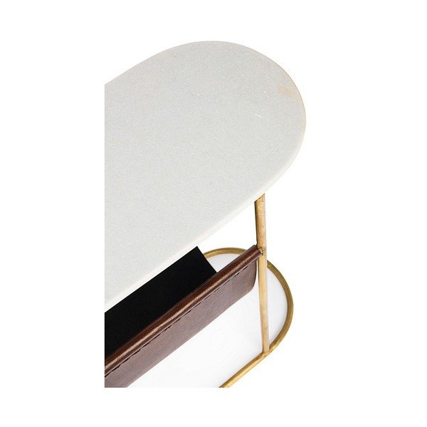 Tavolo consolle marrone/dorato con piano in marmo 23x53 cm Marmol – Bizzotto-image-3