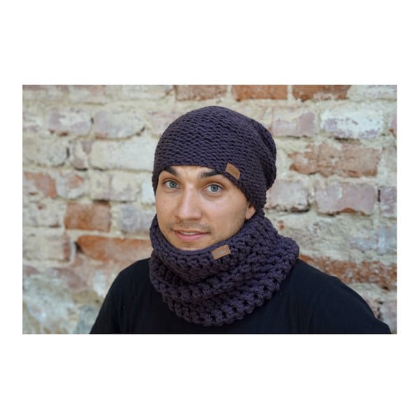 Sciarpa circolare all'uncinetto viola scuro Plum - DOKE-image-2