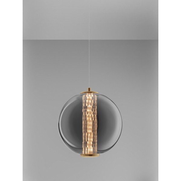 Lampadario LED grigio in metallo con paralume in vetro ø 22 cm Navi – Nova Luce-image-3