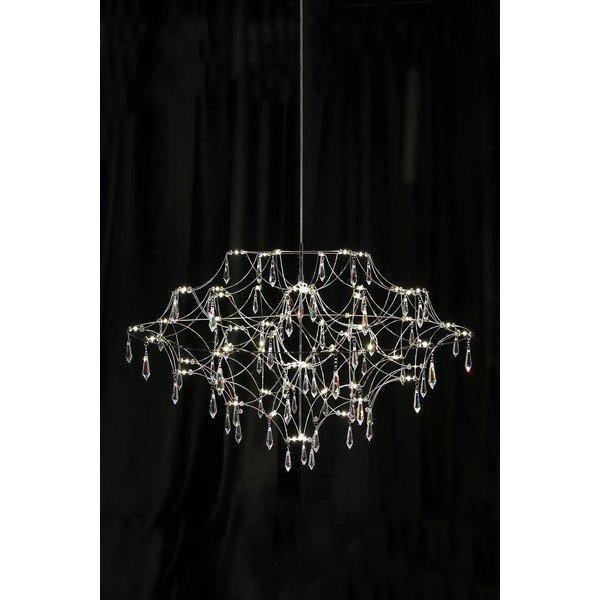 Lampadario LED argentato ø 80 cm Efesos – Markslöjd-image-1