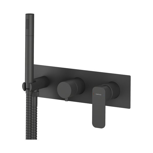 Rubinetto per doccia in nero opaco da incasso (con tre uscite) Spy – Sapho-image-2