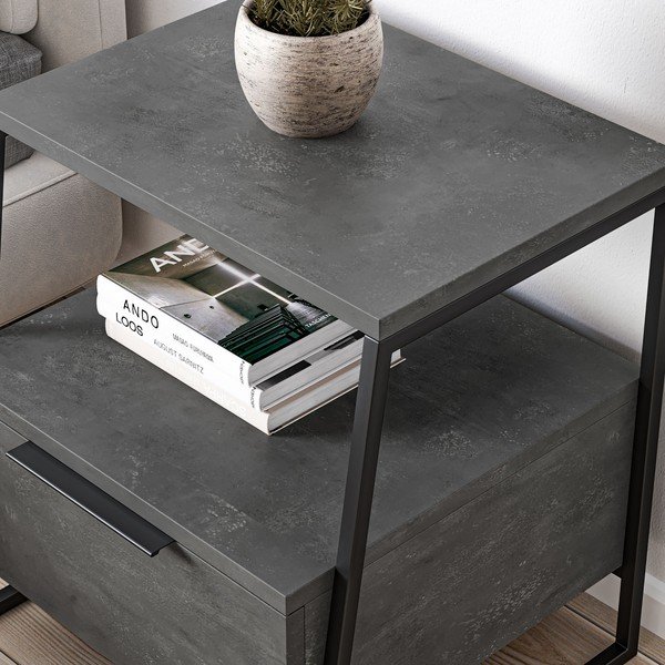 Comodino grigio con ripiani Pal - Kalune Design-image-2