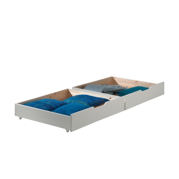 Letto a castello bianco in legno di pino con spazio di archiviazione PINO - Vipack-image-3