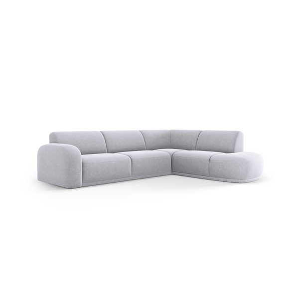 Divano con penisola in velluto grigio chiaro Erin - Micadoni Home-image-2