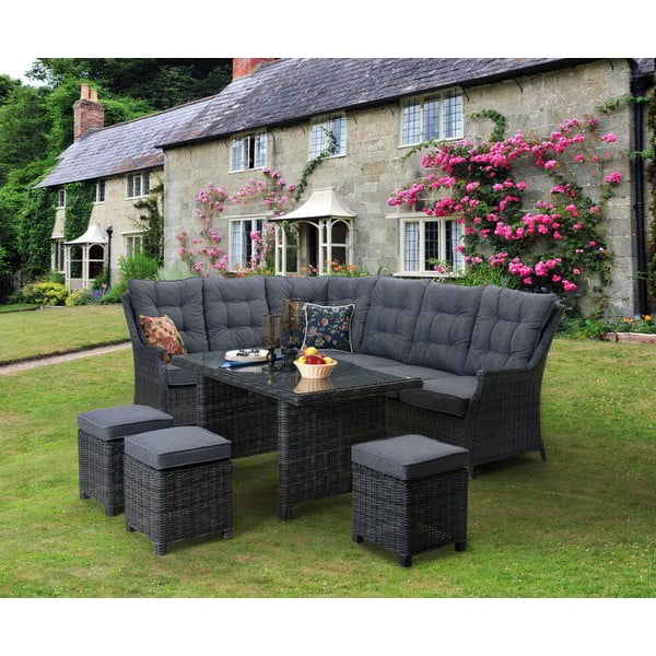 Set da giardino in rattan artificiale grigio per 9 persone Houston - Rojaplast