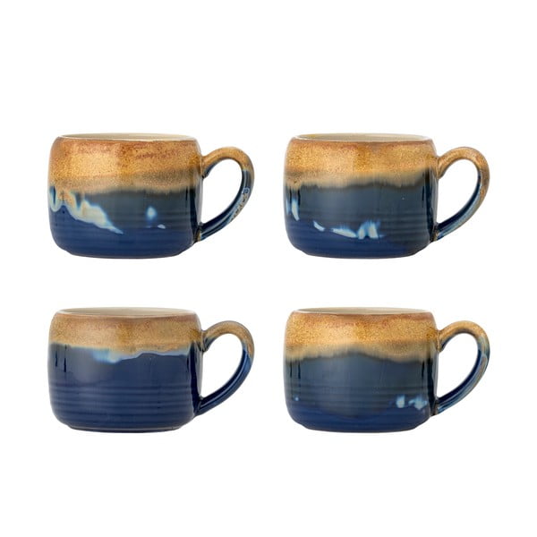 Tazze in set blu e marroni in gres 4 pz 400 ml Sheen – Bloomingville