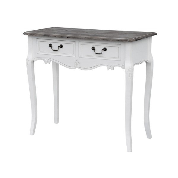 Consolle in legno di pioppo bianco con dettagli naturali e 2 cassetti Rimini - Livin Hill