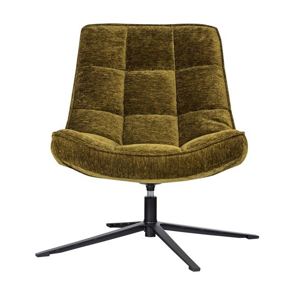 Poltrona verde girevole con rivestimento in ciniglia Maudi – WOOOD-image-2