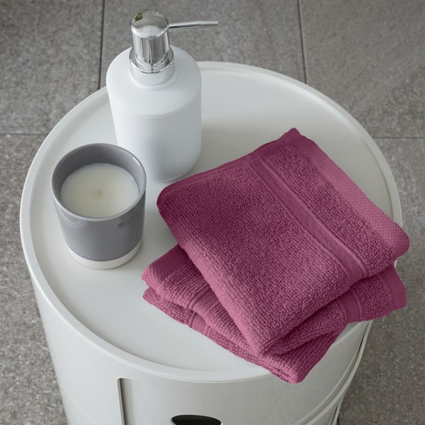 Set di asciugamani tipo terry rosa scuro in cotone 2 pz 30x30 cm Zero Twist – Catherine Lansfield-image-1