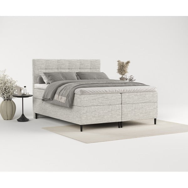 Letto boxspring grigio chiaro con contenitore 140x200 cm Urbaneo - Maison de Rêve-image-1