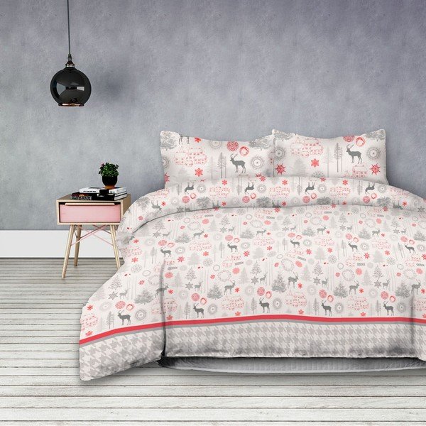 Biancheria da letto in flanella con motivo natalizio per letto matrimoniale Lappi, 200 x 220 cm - AmeliaHome-image-1