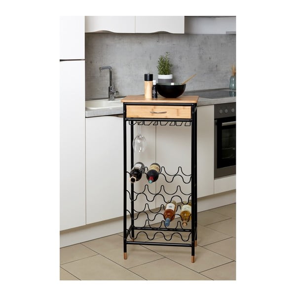 Portabottiglie nero-colore naturale in metallo per 16 bottiglie, 48x95 cm Loft – Wenko-image-3