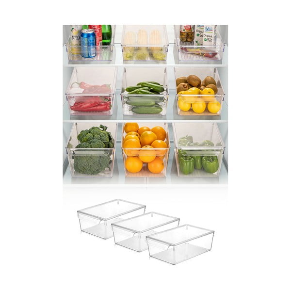 Organizer per frigorifero in plastica 3 pezzi - Hermia-image-1