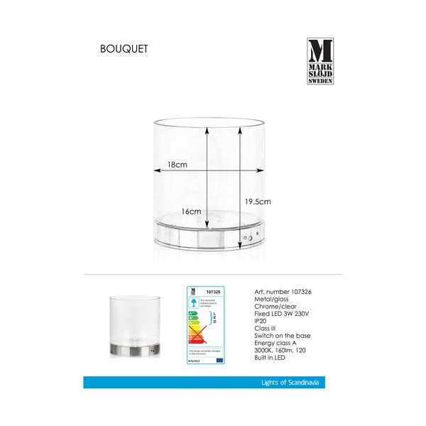 Vaso da tavolo con luce LED incorporata Bouquet, altezza 19 cm - Markslöjd-image-3