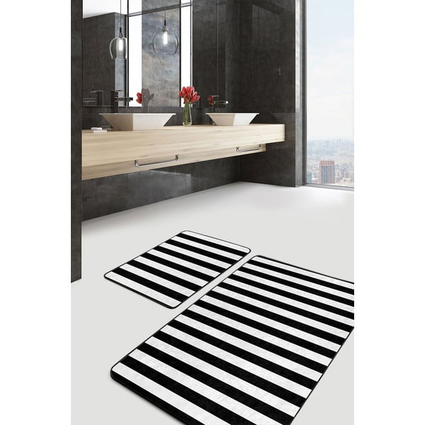 Tappetini da bagno bianco-nero in set da 2 100x60 cm - Minimalist Home World-image-2