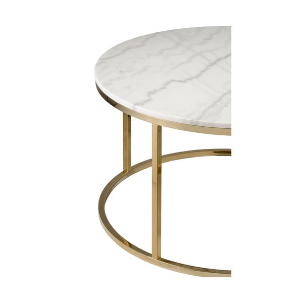 Tavolino in marmo bianco con base in oro , ⌀ 85 cm Accent - RGE-image-4