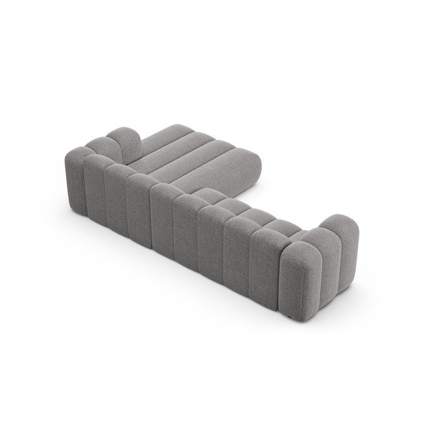 Divano angolare grigio (con penisola a destra/con chaise lounge) con rivestimento in ciniglia Lupine – Micadoni -image-3