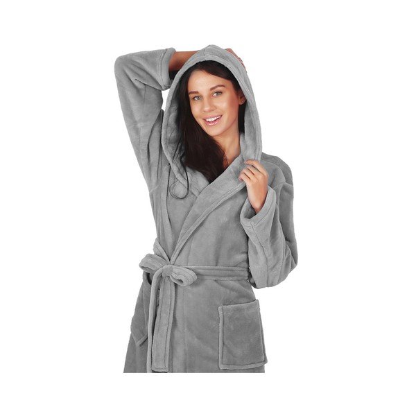 Accappatoio Robby unisex grigio in microfibra, taglia XS - DecoKing