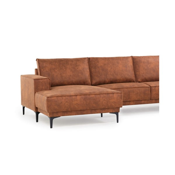 Divano angolare in similpelle marrone cognac (angolo sinistro) Copenhagen - Scandic-image-4