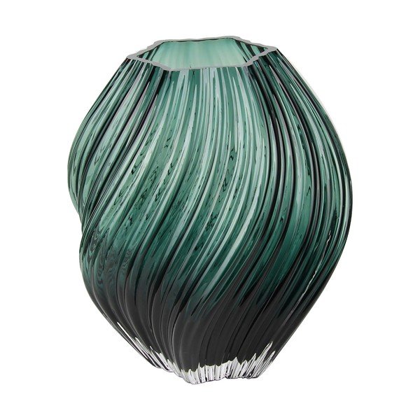 Vaso verde scuro in vetro fatto a mano (altezza totale 23 cm) – House Nordic