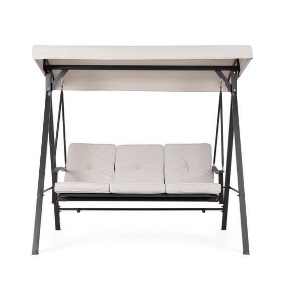 Dondolo da giardino color antracite/beige in metallo Taurus – Bizzotto-image-1