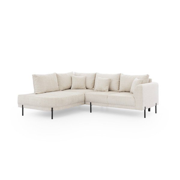 Divano angolare beige (con penisola a sinistra/a L) con rivestimento in ciniglia Mauris  – Ropez-image-2