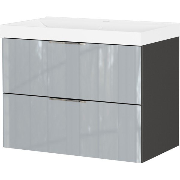 Mobile con lavello grigio lucido da appendere 81x65 cm Vasio – Germania