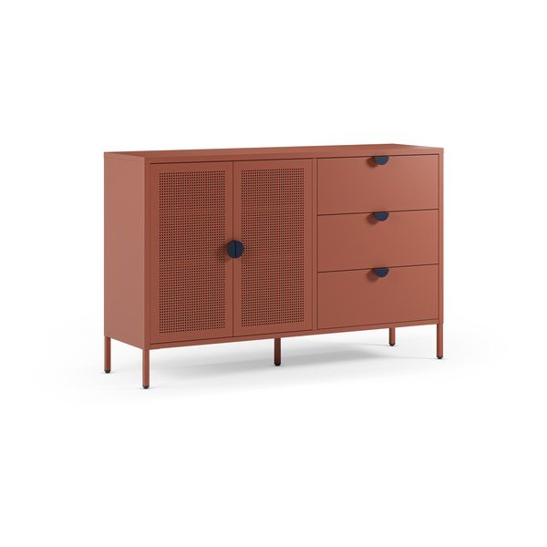 Credenza color terracotta in metallo 140x90x40 cm Sayla – Marckeric-image-4