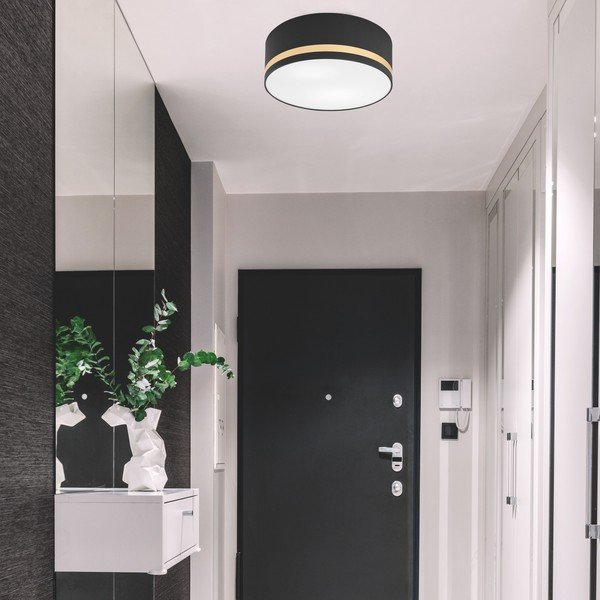 Lampada da soffitto nera con paralume in tessuto ø 35 cm Gloria - LAMKUR-image-1