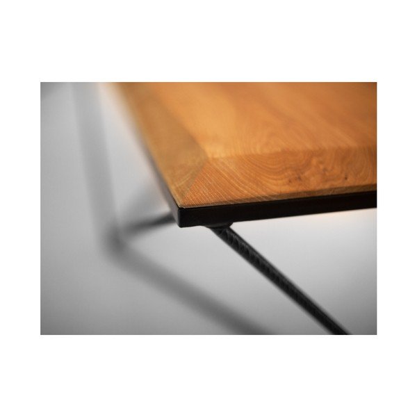 Tavolino con base nera e piano in rovere massiccio Custom Form Daryl, larghezza 140 cm - CustomForm-image-1
