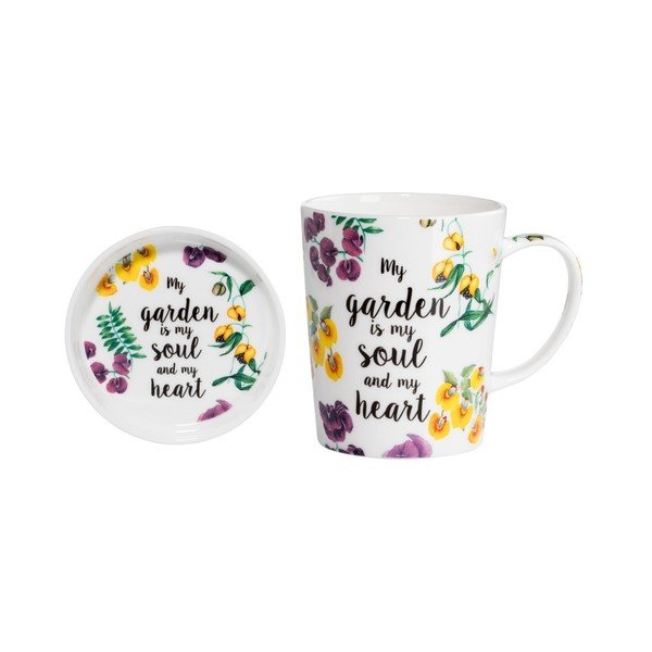 Set hrnku s podnosem z kostního porcelánu Maxwell & Williams Soul Heart, 400 ml