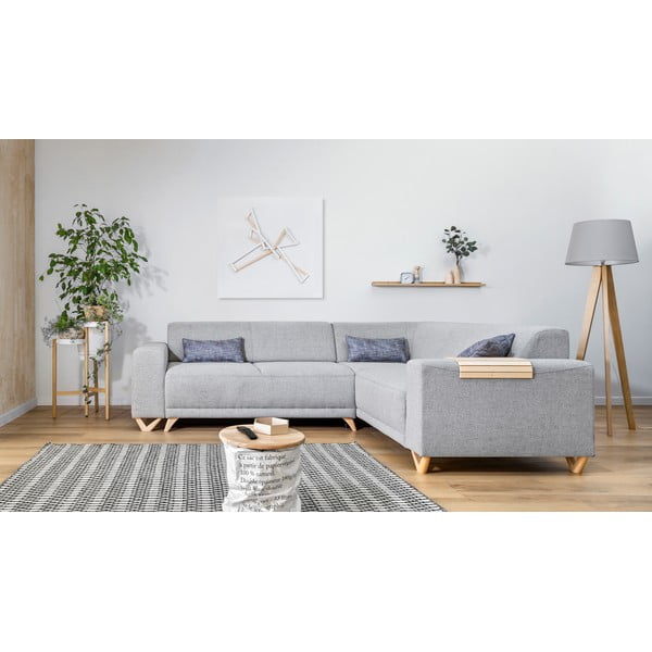 Divano angolare grigio chiaro allungabile e con contenitore (con penisola a destra/a L) Classy Sophie – Miuform-image-1