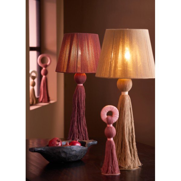 Lampada da tavolo color mattone con paralume in tessuto (altezza totale 58 cm) Espino – Light & Living-image-1