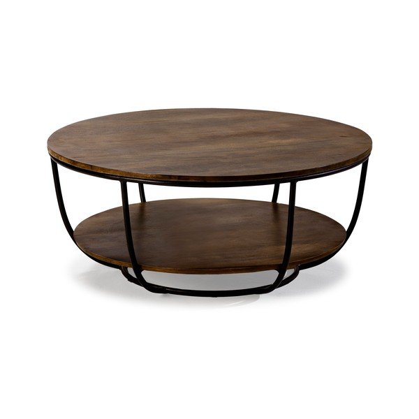 Tavolino da salotto rotondo colore naturale scuro in mango massiccio ø 90 cm Delhi – MOME