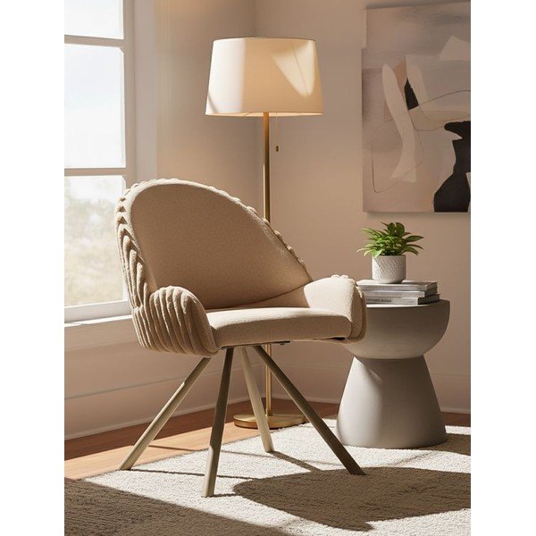 Set di sedie da pranzo color crema in imbottito con braccioli 2 pz Stockholm – Mauro Ferretti-image-1