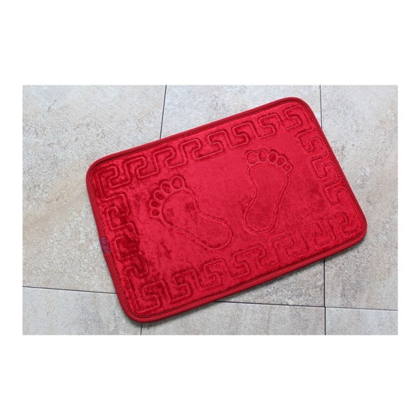 Tappeto da bagno rosso con motivo Feet Feet, 60 x 40 cm - Foutastic