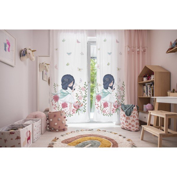 Tenda per bambini bianca in raso di cotone 110x170 cm Flowers Around Me – Butter Kings-image-1
