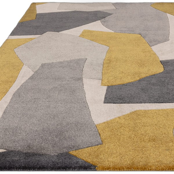 Tappeto in fibra riciclata tessuta a mano in giallo ocra e grigio 160x230 cm Romy - Asiatic Carpets-image-3