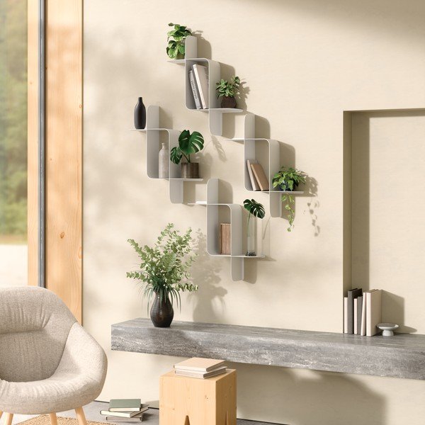Mensole in set bianco opaco in acciaio con ripiani multipli 2 pz 62 cm Montage – Umbra-image-3